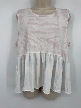 Free People We The Free lavender sleeveless tie-dye peplum babydoll tank top Wom